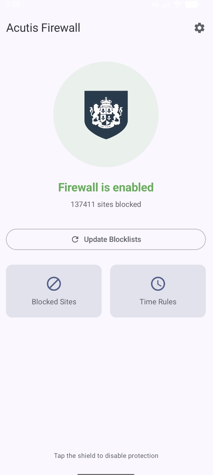 Acutis Firewall app on Android
